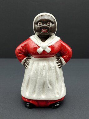 African American Woman 5.5" Cast Iron Coin Bank Metal Americana Maid Figure